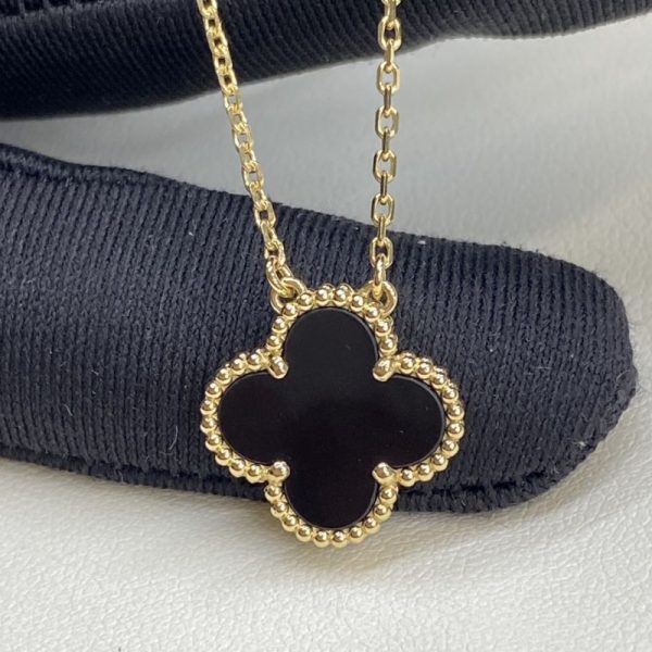 VCA Vintage Alhambra Pure 18K Yellow Gold Pendant with Onyx