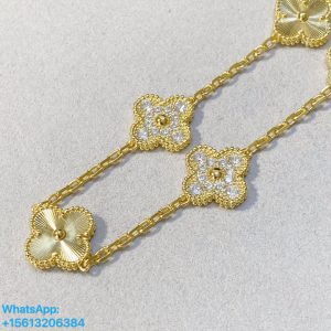 Van Cleef & Arpels Vintage Alhambra 18K Yellow gold 5 motifs bracelet with Diamond