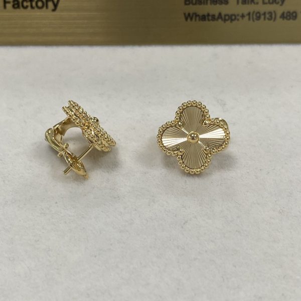 VCA Vintage Alhambra Pure 18K Yellow Gold Earrings