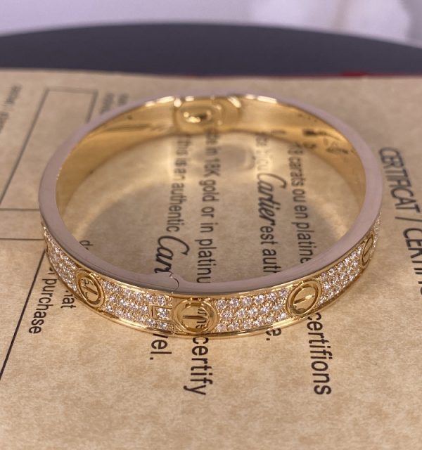 Cartier Love 18K Yellow Gold Bracelet with Diamond-Paved
