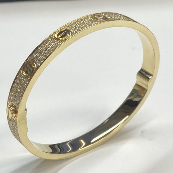 Cartier Love 18K Yellow Gold Bracelet with Diamond Paved