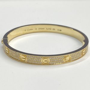 Cartier Love 18K Yellow Gold Bracelet with Diamond Paved