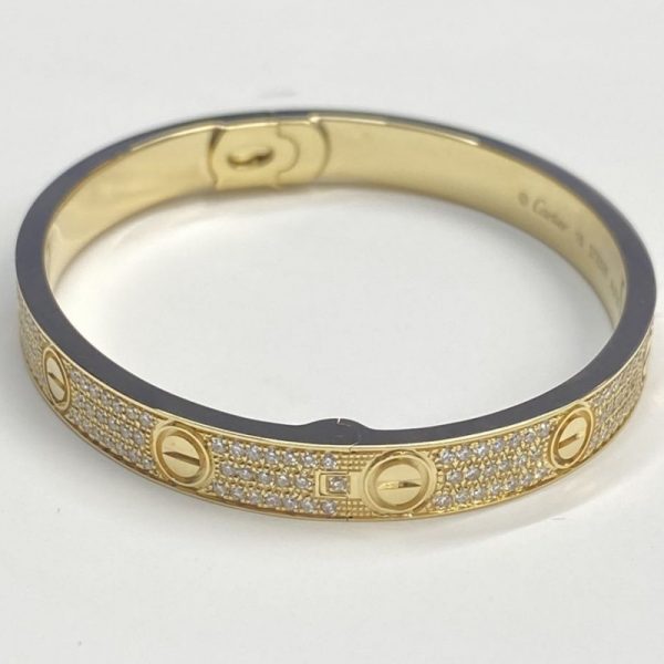 Cartier Love 18K Yellow Gold Bracelet with Diamond Paved