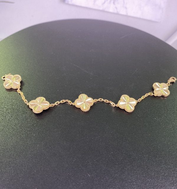 VCA Vintage Alhambra 18K Yellow Gold Bracelet with 5 Motifs