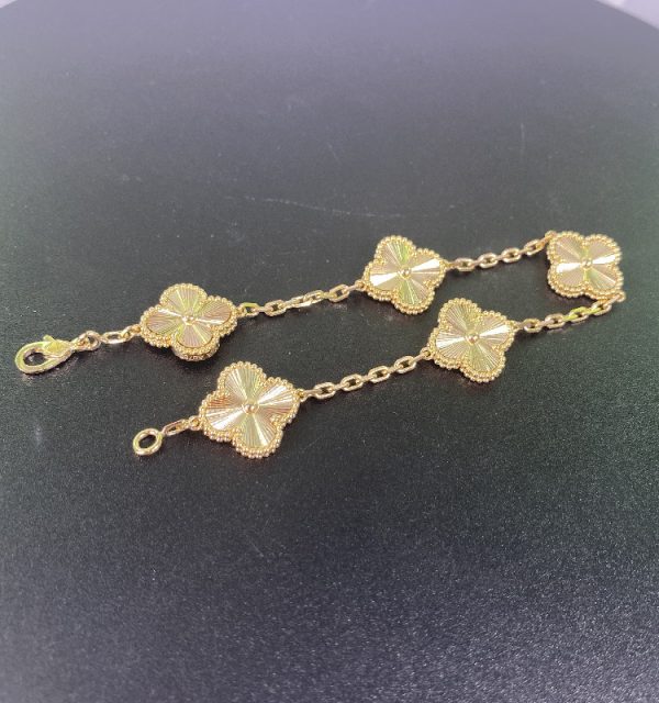 VCA Vintage Alhambra 18K Yellow Gold Bracelet with 5 Motifs