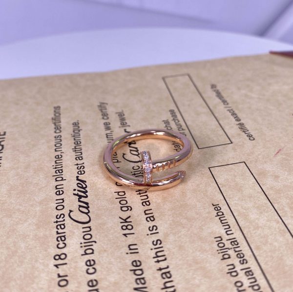 Cartier Juste Un Clou 18K Rose Gold Ring with Diamonds