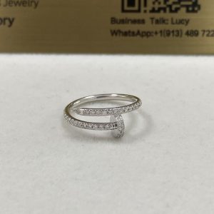 Cartier Juste Un Clou Pure 18K White Gold Ring with Diamonds