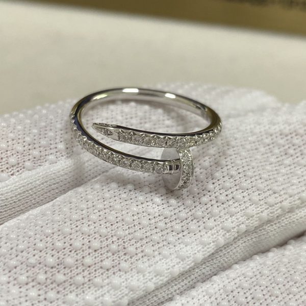 Cartier Juste Un Clou Pure 18K White Gold Ring with Diamonds