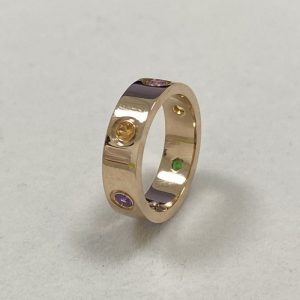 Cartier Love Pure 18K Rose Gold Ring with Sapphires, Garnets, Amethyst