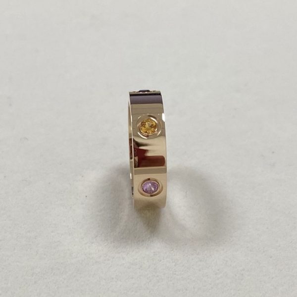 Cartier Love Pure 18K Rose Gold Ring with Sapphires, Garnets, Amethyst