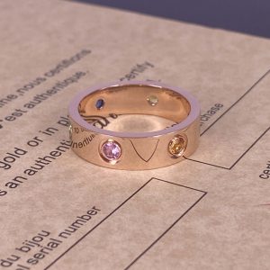 Cartier Love Pure 18K Rose Gold Ring with Sapphires, Garnets, Amethyst