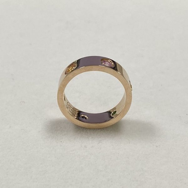 Cartier Love Pure 18K Rose Gold Ring with Sapphires, Garnets, Amethyst