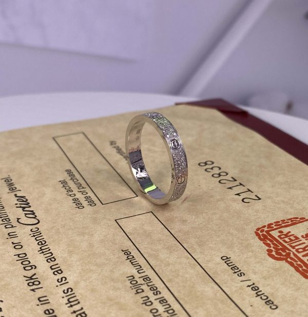 Cartier Love Pure 18K White Gold Wedding Band with Diamond Paved