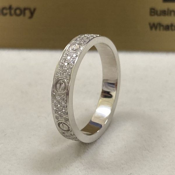 Cartier Love Pure 18K White Gold Wedding Band with Diamond Paved