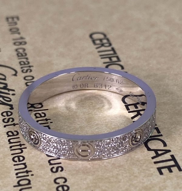 Cartier Love Pure 18K White Gold Wedding Band with Diamond Paved