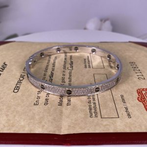 Cartier Love Bracelet Pure 18K White Gold, Diamond Paved Ceramic