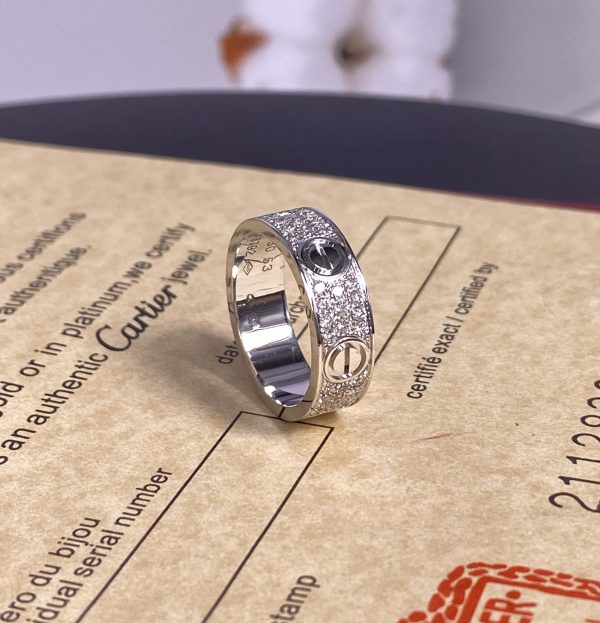 Cartier Love Pure 18K White Gold Ring with Diamond Paved