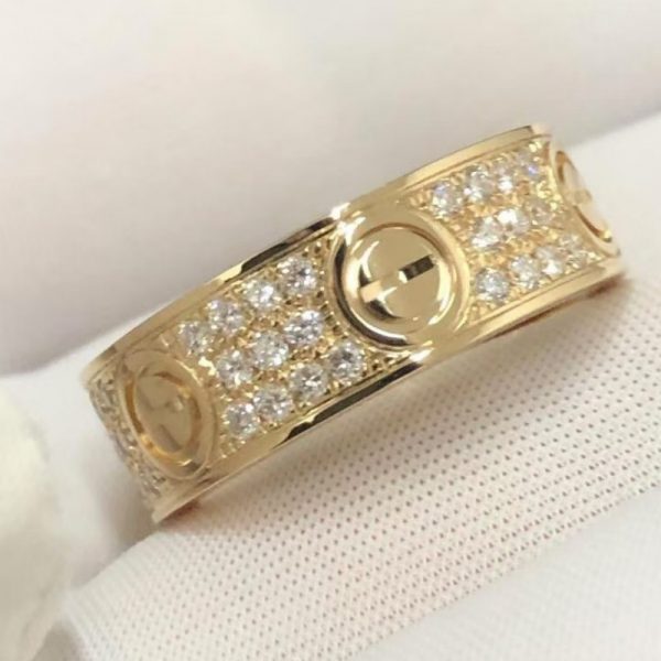 Cartier Love Pure 18K Yellow Gold Ring Diamond Paved