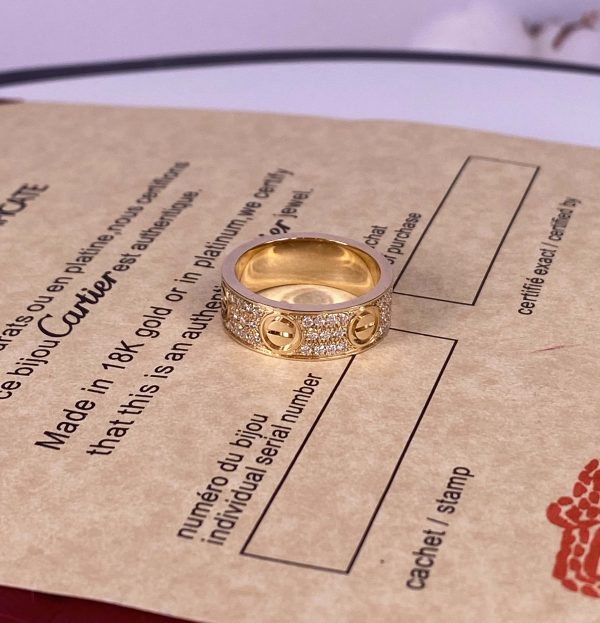 Cartier Love Pure 18K Yellow Gold Ring, Diamond Paved