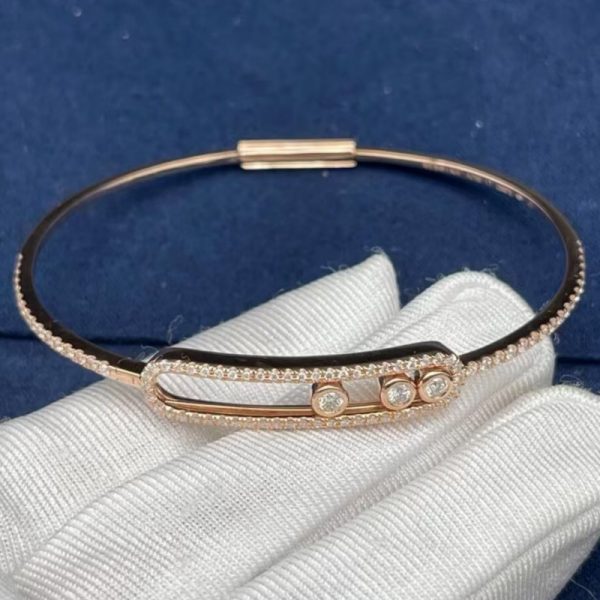 Messika Move Pave Thin 18k Rose Gold Bracelet Diamond