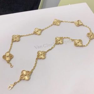 VCA Vintage Alhambra Pure 18K Yellow Gold Necklace with 10 Motifs