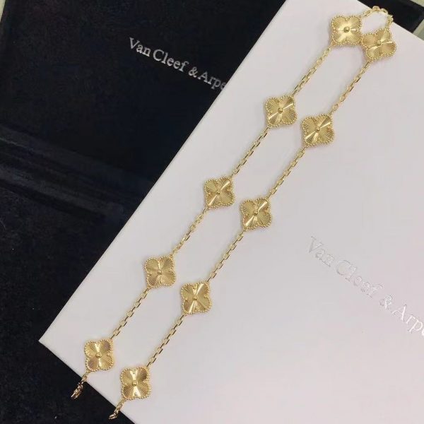 VCA Vintage Alhambra Pure 18K Yellow Gold Necklace with 10 Motifs