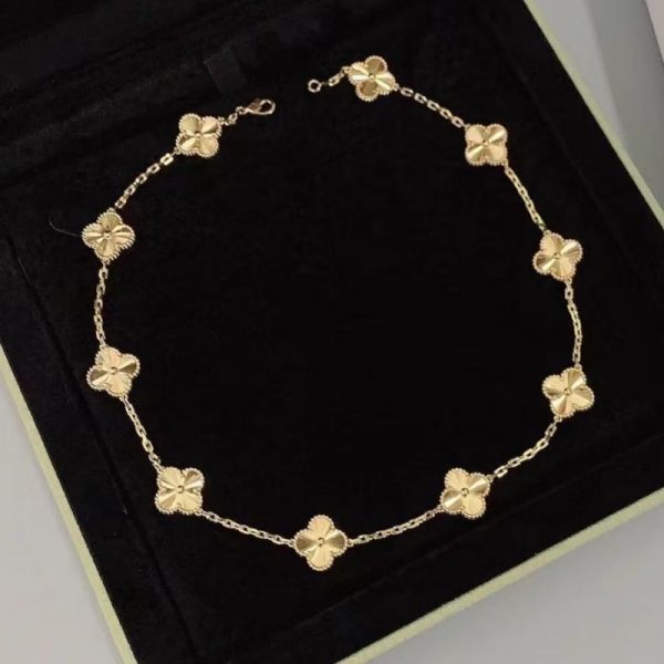 VCA Vintage Alhambra Pure 18K Yellow Gold Necklace with 10 Motifs