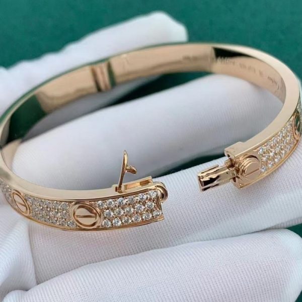 Cartier Love 18K Rose Gold Bracelet with Diamond Paved