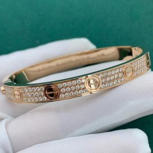 Cartier Love 18K Rose Gold Bracelet with Diamond Paved