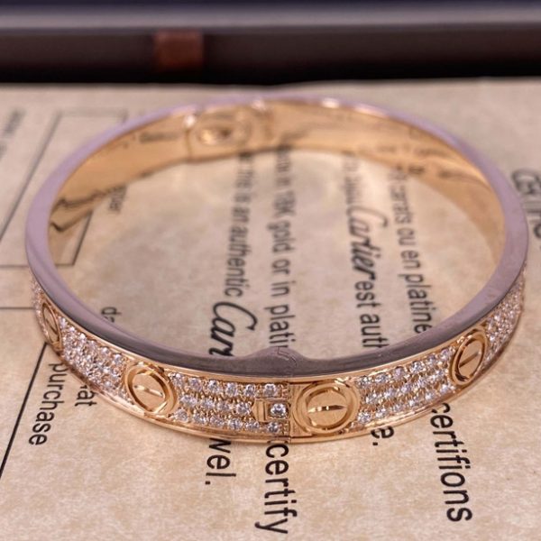 Love 18K Rose Gold Bracelet with Diamond Paved