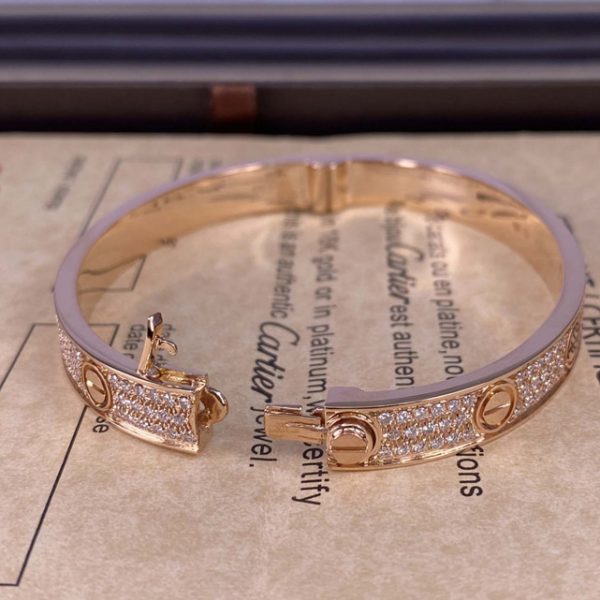 Love 18K Rose Gold Bracelet with Diamond Paved