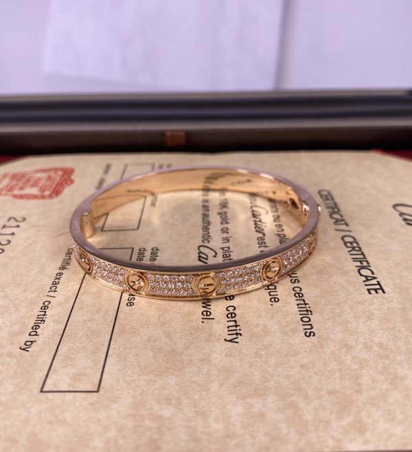 Love 18K Rose Gold Bracelet with Diamond Paved