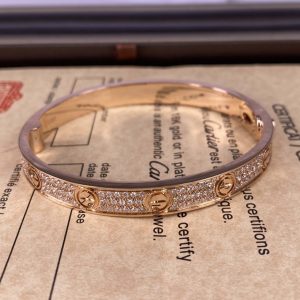 Love 18K Rose Gold Bracelet with Diamond Paved