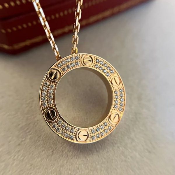 Love Pure 18K Yellow Gold Necklace with Diamond Paved