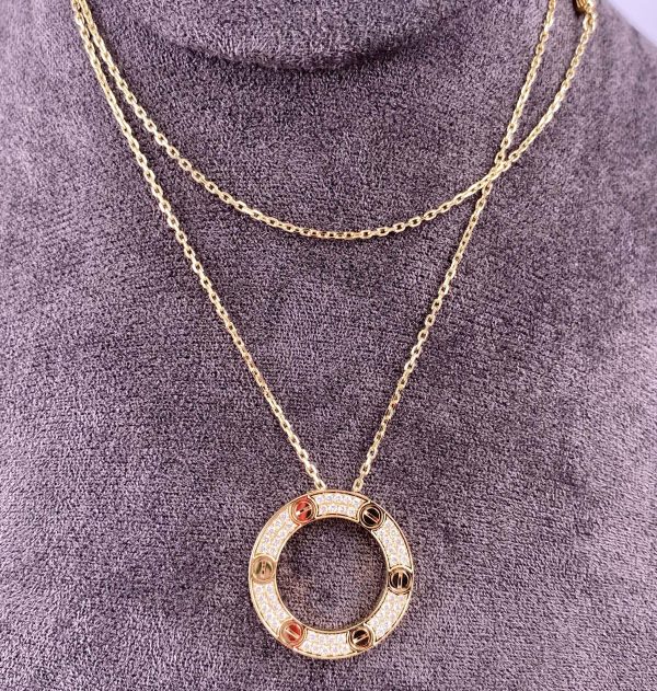 Love Pure 18K Yellow Gold Necklace with Diamond Paved