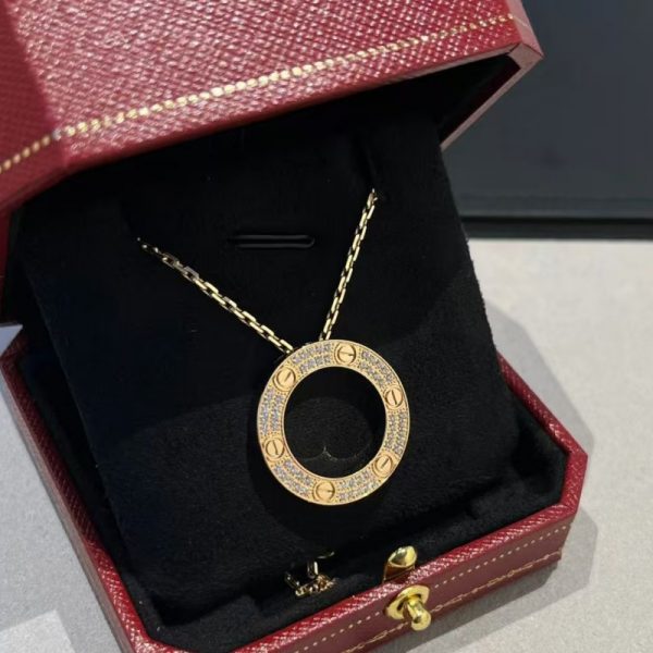 Love Pure 18K Yellow Gold Necklace with Diamond Paved