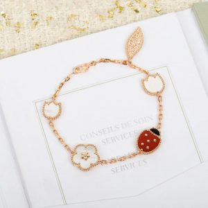 Lucky Alhambra Pure 18K Rose Gold Bracelet with 5 Motifs