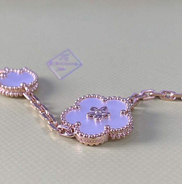 Lucky Alhambra Pure 18K Rose Gold Bracelet with 5 Motifs