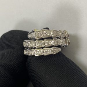 Replica Bulgari Serpenti Viper Two Coil Earrings 18K White Gold Diamonds