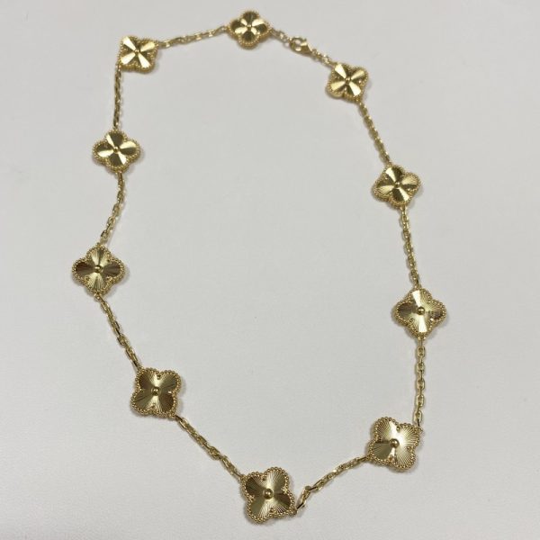 Replica Van Cleef Arpels Vintage Alhambra 10 Motifs Necklace 18K Yellow Gold