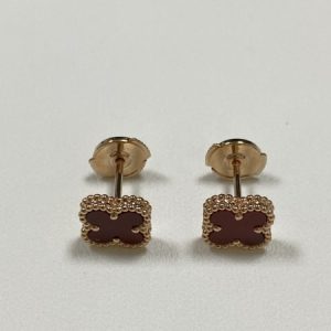 Cheap Price VCA Sweet Alhambra Earstuds 18K Rose Gold Carnelian VCARN6BO00