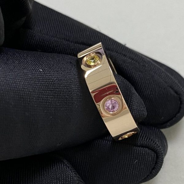 Replica Cartier Love Ring 18K Rose Gold Sapphires Garnets Amethyst