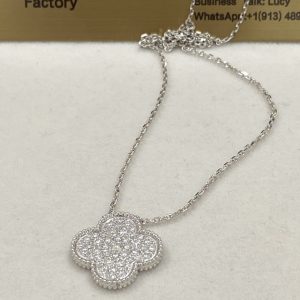 VCA Magic Alhambra Pendant 18K White Gold Diamond VCARN9MS00