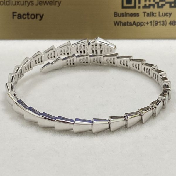 Bulgari Serpenti Viper Bracelet 18K White Gold Demi Pavé Diamonds 360702