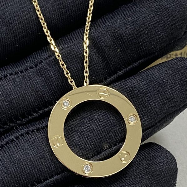 Cartier Love Necklace 3 Diamonds 18K Yellow Gold