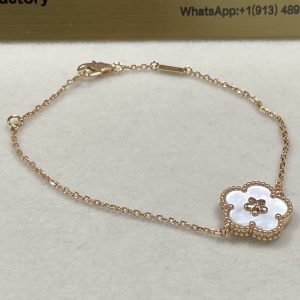 Low Price VCA Spring Bracelet Plum Blossom 18K Rose Gold Mother of Pearl VCARP9V900