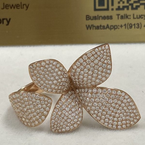 Pasquale Bruni Giardini Segreti Five Leaves Ring 18K Rose Gold Diamonds 15084R-11