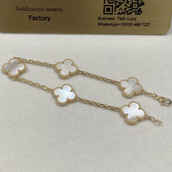 Van Cleef & Arpels 18K Yellow Gold Mother of Pearl Vintage Alhambra Bracelet VCARA41800