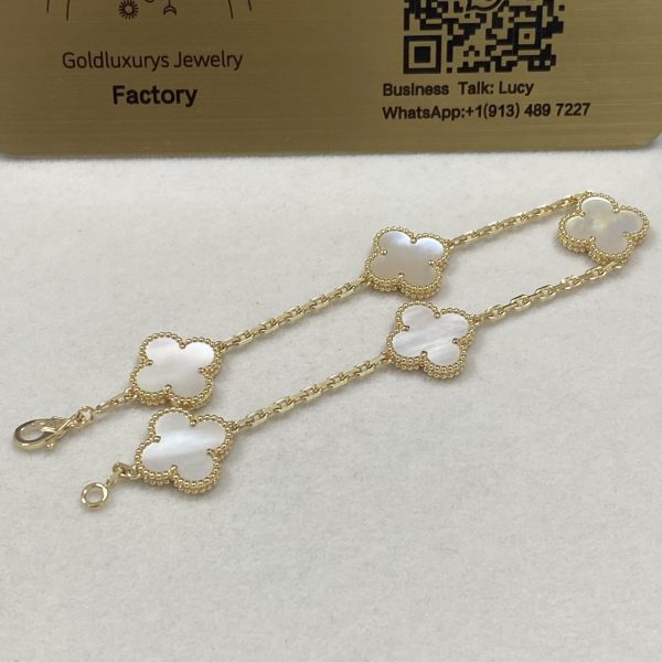 Van Cleef & Arpels 18K Yellow Gold Mother of Pearl Vintage Alhambra Bracelet VCARA41800