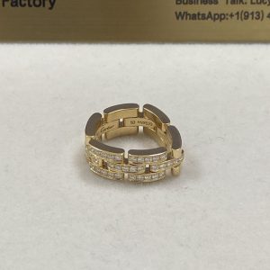 Cartier Maillon Panthere Ring 18K Yellow Gold 3 Half Diamond Paved Rows B4127100